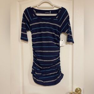 Caslon blue and white striped shirts short sleeve dress​​​​​​​